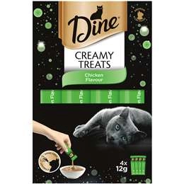 Dine Creamy Treats Cat Treats Chicken Flavour Sachets 12g X 4 Pack