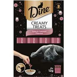 Dine Creamy Treats Cat Treats Tuna & Salmon Flavour Sachets 12g X 4 Pack