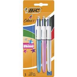 Bic 4 Colour Shine Ballpoint Pens  3 Pack