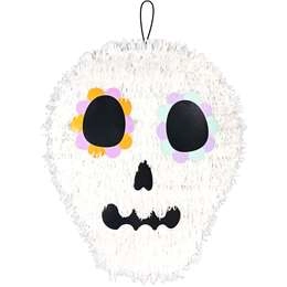 Halloween 2d Tinsel Sign Skull  Each