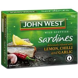 John West Wild Brisling Sardines With Lemon Garlic & Chilli 110g