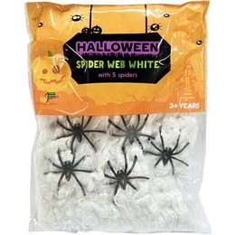 Halloween Spider Webs White With 5 Spiders Each