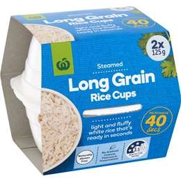 Woolworths Long Grain Rice Microwave Cups 2 Pack