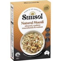 Sunsol Natural Muesli Almond Cashew Macadamia & Walnut 500g