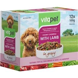 Vitapet Chunky Casserole With Lamb In Gravy Dog Food 100g X 12 Pack