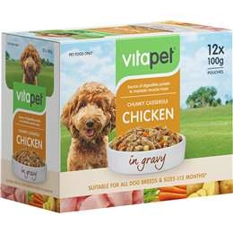 Vitapet Chunky Casserole With Chicken In Gravy Dog Food 100g X 12 Pack