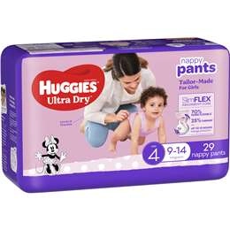 Huggies Ultra Dry Nappy Pants Girls Size 4 (9-14kg) 29 Pack