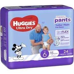 Huggies Ultra Dry Nappy Pants Boys Size 6 (15kg+) 24 Pack