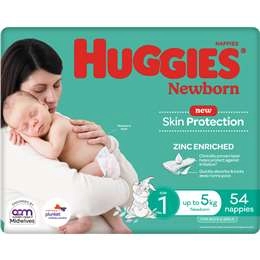 Huggies Newborn Nappies Size 1 (up To 5kg) 54 Pack