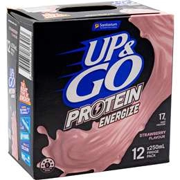 Sanitarium Up & Go Protein Energize Strawberry Flavour 250ml X 12 Pack