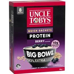 Uncle Tobys Big Bowl Quick Oats Protein Berry 8 Pack