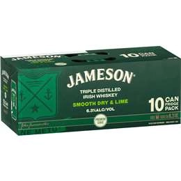 Jameson Smooth Dry & Lime Irish Whiskey 375ml X10 Pack