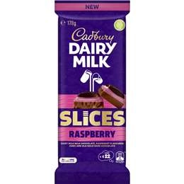 Cadbury Milk Chocolate Slices Raspberry Block 178g