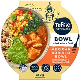 Ruffie Rustic Foods Mexican Burrito Bowl With & Pea Guacamole 350g