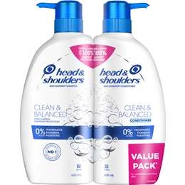 Head & Shoulders Clean & Balanced Anti Dandruff Shampoo & Conditioner Pack 660ml X 2 Pack