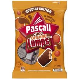 Pascall Choc Orange Flavour Lumps Bites Snack & Share Bag 120g