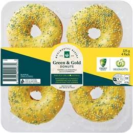 Woolworths Green & Gold Donuts 4 Pack 225g