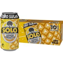 Solo Lemon Pineapple Flavour Zero Sugar 375ml X 10 Pack