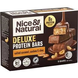 Nice & Natural Deluxe Protein Bar Salted Caramel Cashew & Choc 5 Pack 200g