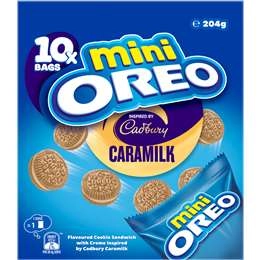 Oreo Biscuits Mini Caramilk 10 Bags Cookies 204g