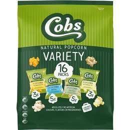 Cobs Natural Popcorn Variety 16 Pack 205g