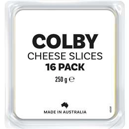 White Label Colby Cheese Slices 16 Pack 250g