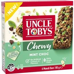 Uncle Tobys Chewy Muesli Bars Mint Chocolate 6 Pack 185g