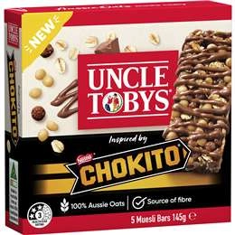 Uncle Tobys Muesli Bar Chokito 5 Pack 145g