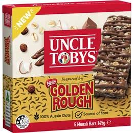 Uncle Tobys Muesli Bars Inspired By Golden Rough 5 Pack 145g