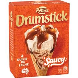 Peters Drumstick Saucy Dulce De Leche 4 Pack 475ml