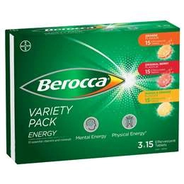 Berocca Energy Effervescent Variety Pack Tablets 45 Pack