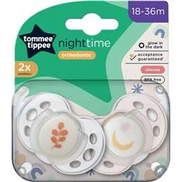 Tommee Tippee Closer To Nature Night-time Soothers 18 To 36 Months 2 Pack