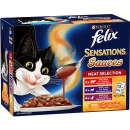 Felix Adult Sensations sauces Meat Selection Wet Cat Food 85g X12 Pack