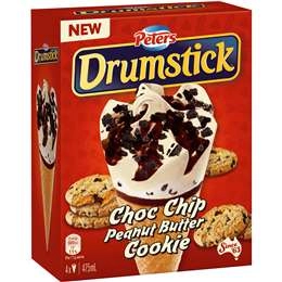 Peters Drumstick Peanut Butter & Choc Chip Cookie 4 Pack