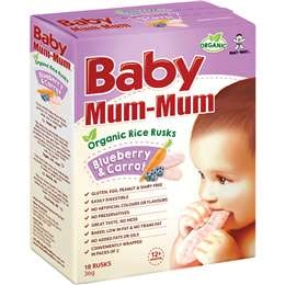 Baby Mum-mum Organiic Rice Rusks Blueberry & Carrot 18 Pack