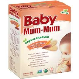 Baby Mum-mum Organic Rice Rusk Sweet Potato & Carrot 36g X 18 Pack