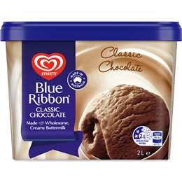 Blue Ribbon Classic Chocolate Reduced Fat Ice Cream Dessert Tub 2l