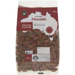 Woolworths Almond Nut Kernels Roasted & Salted 750g