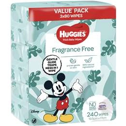 Huggies Thick Baby Wipes Fragrance Free 240 Pack