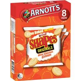 Arnott's Shapes Multipack Cracker Biscuits Mini Chicken Crimpy 8 Pack