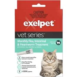 Exelpet Vet Series Flea Intestinal & Heartworm Treatment Cats Each