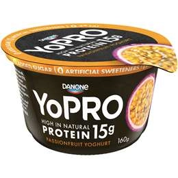 Yopro Danone High Protein Yoghurt No Added Sugar Passionfruit 160g