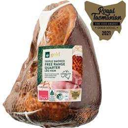 Woolworths Gold Triple Smoked Free Range Quarter Leg Ham 1.9kg - 3kg