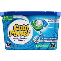 Cold Power Advanced Clean Laundry Capsules Washing Detergent 26 Pack