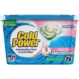 Cold Power Sensitive Laundry Capsules Washing Detergent 26 Pack