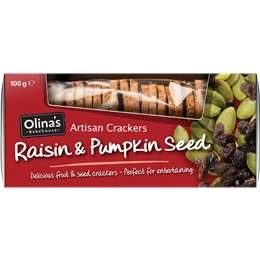 Olina's Bakehouse Artisan Cracker Biscuits Raisin & Pumpkin Seeds 100g