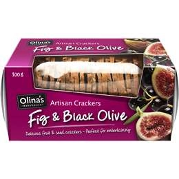 Olina's Bakehouse Artisan Cracker Biscuits Fig & Black Olive 100g