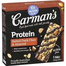 Carman's Protein Bars Salted Dark Choc & Almond 5 Pack