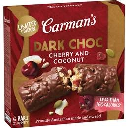 Carman's Dark Choc Cherry Coconut Bar 210g