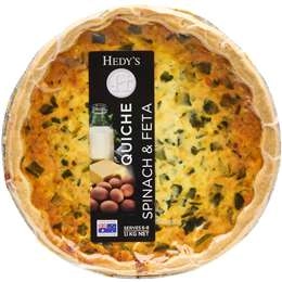 Hedy's Fresh Quiche Spinach & Feta Chilled Meal 1.1kg